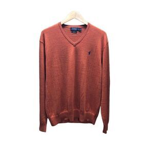 Polo Ralph Lauren Extra Large (XL) Merino Wool V Neck Burnt Orange